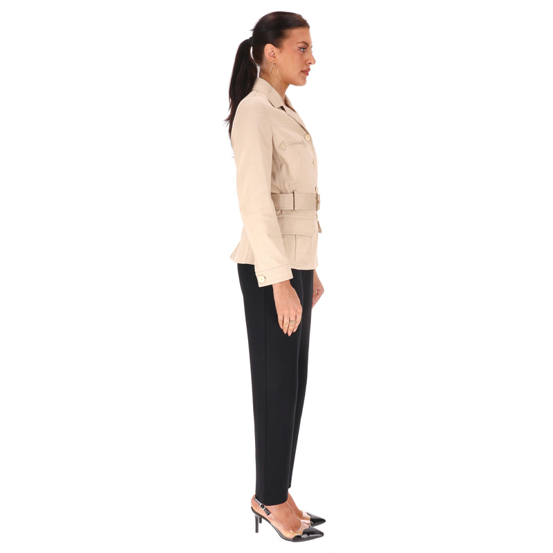 Alberta Ferretti Belted Cotton-Blend Jacket. Size 40IT