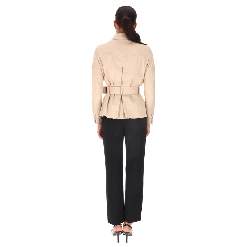Alberta Ferretti Belted Cotton-Blend Jacket. Size 40IT