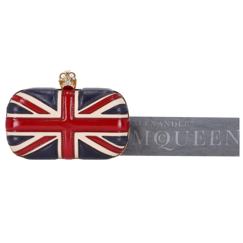 Alexander McQueen Leather Union Jack Skull Box Clutch Bag