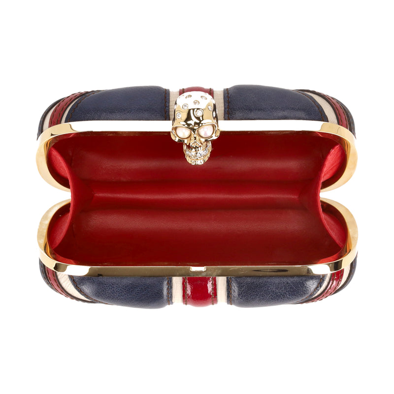 Alexander McQueen Leather Union Jack Skull Box Clutch Bag