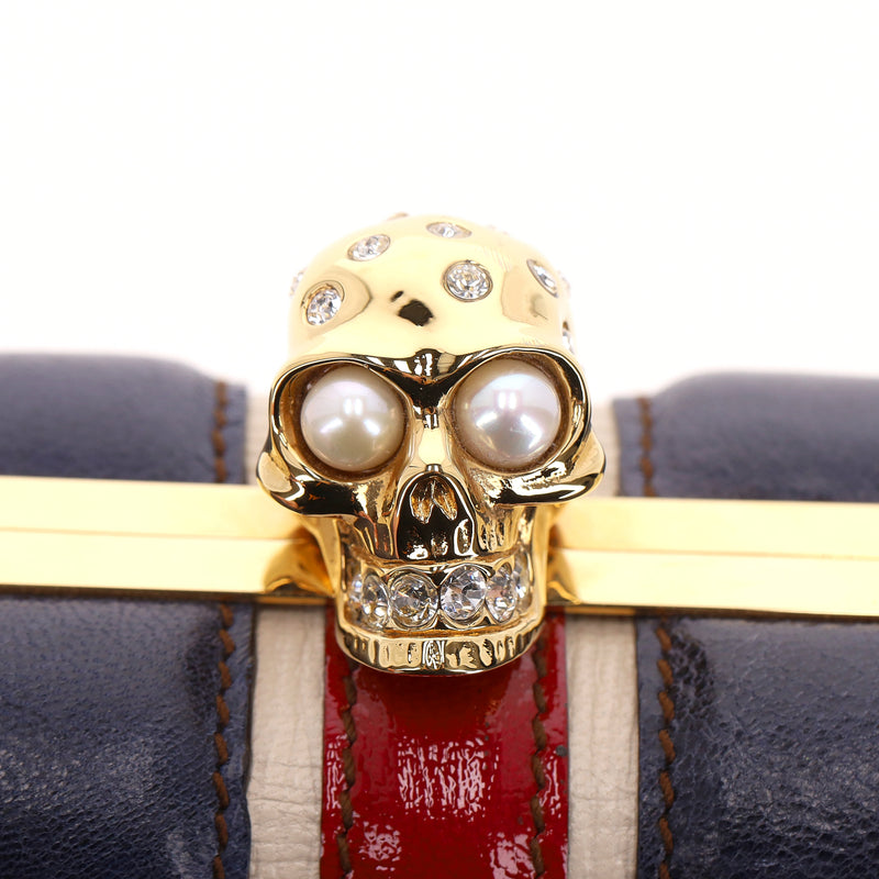 Alexander McQueen Leather Union Jack Skull Box Clutch Bag