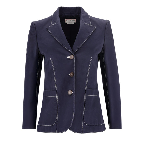Alexander McQueen Contrast-Stitch Cotton Blazer.Size 42IT