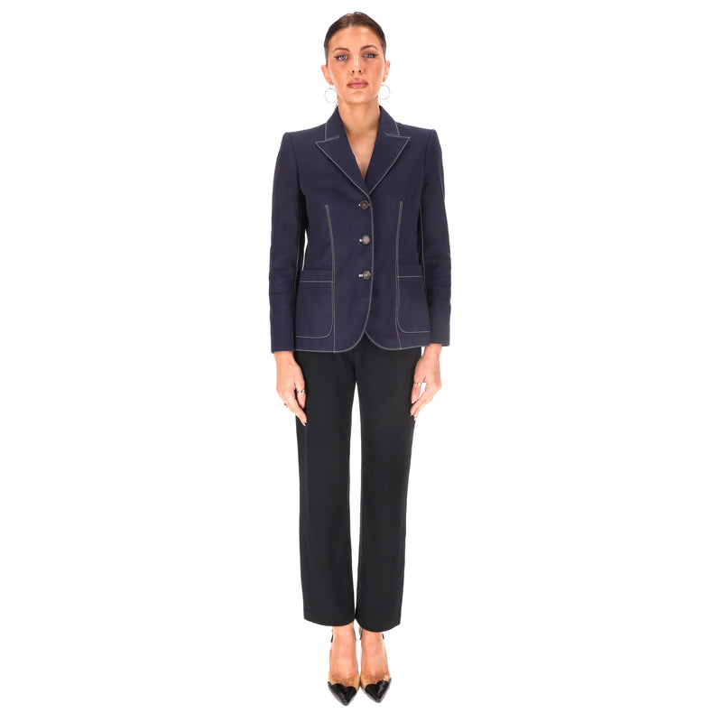 Alexander McQueen Contrast-Stitch Cotton Blazer.Size 42IT