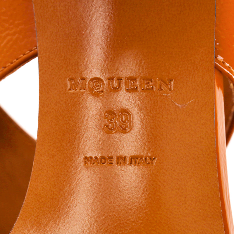 Alexander McQueen Leather Mule Sandals With Ruched Heel. Size 39