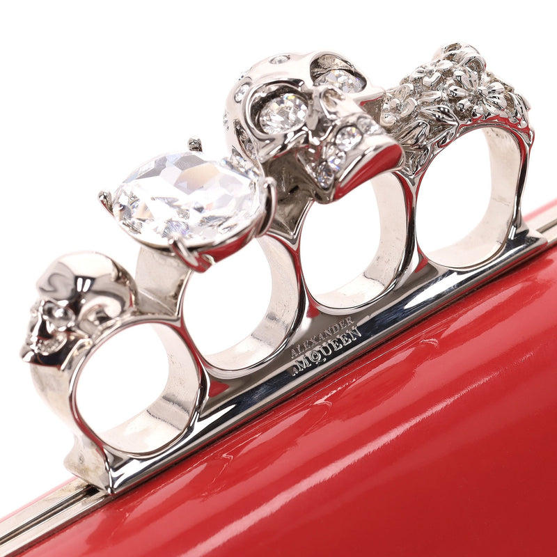 Alexander McQueen Patent Leather Skull Knuckle Box Clutch Bag