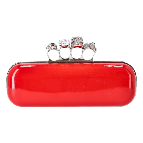 Alexander McQueen Patent Leather Skull Knuckle Box Clutch Bag