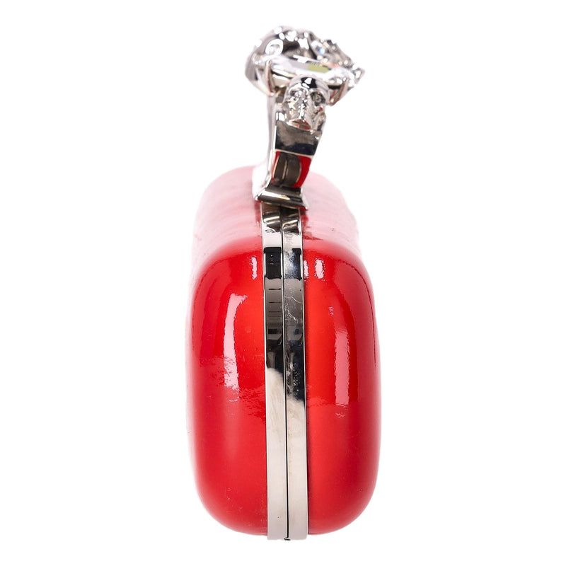 Alexander McQueen Patent Leather Skull Knuckle Box Clutch Bag