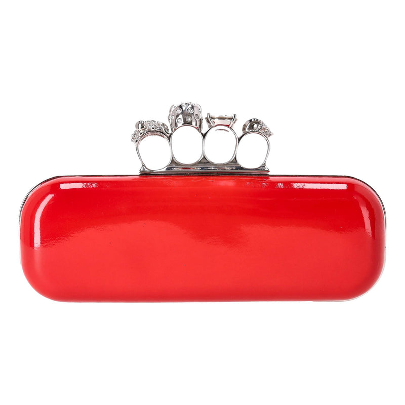 Alexander McQueen Patent Leather Skull Knuckle Box Clutch Bag