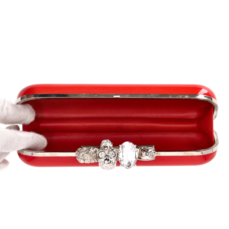 Alexander McQueen Patent Leather Skull Knuckle Box Clutch Bag