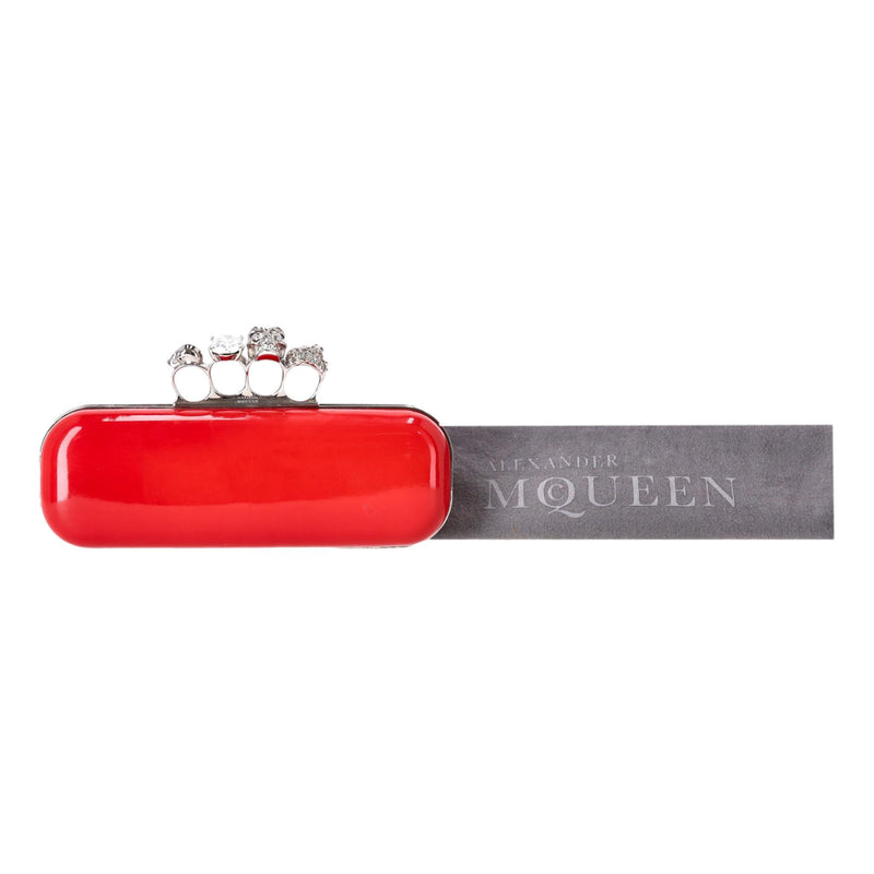 Alexander McQueen Patent Leather Skull Knuckle Box Clutch Bag