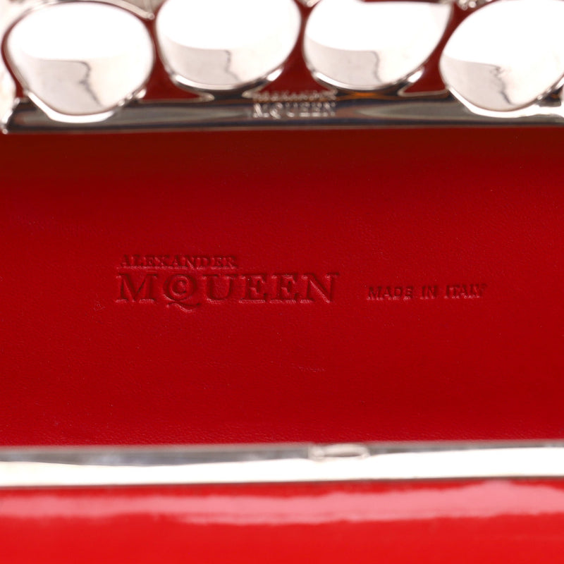 Alexander McQueen Patent Leather Skull Knuckle Box Clutch Bag