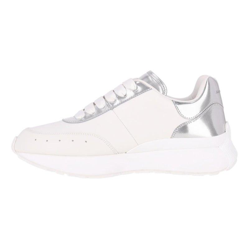 Alexander McQueen Sprint Runner Leather Sneakers With Metallic Panels. Size 42