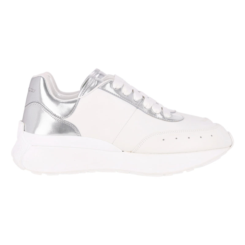 Alexander McQueen Sprint Runner Leather Sneakers With Metallic Panels. Size 42