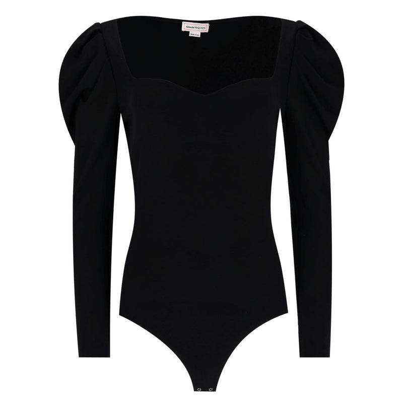 Alexander McQueen Puffed-Sleeve Jersey Bodysuit. Size 42IT