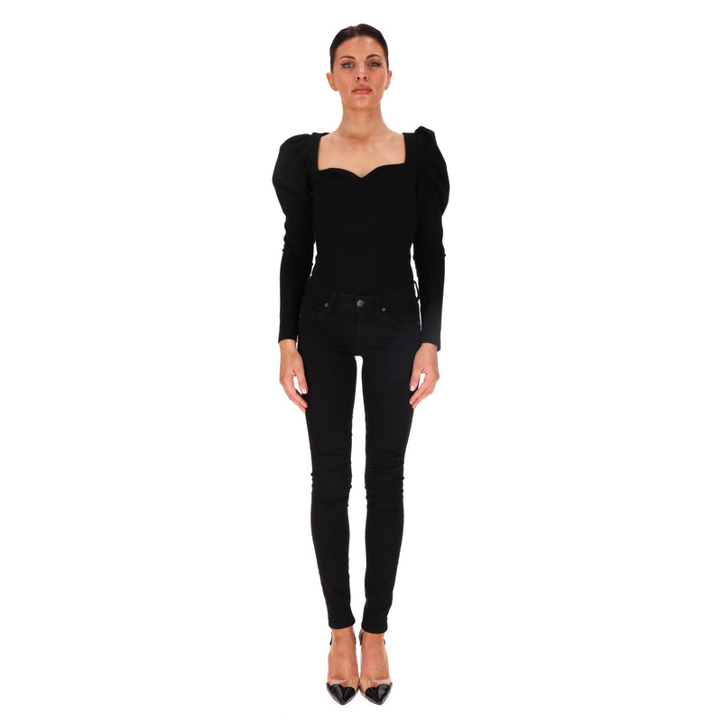 Alexander McQueen Puffed-Sleeve Jersey Bodysuit. Size 42IT