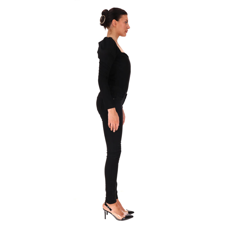 Alexander McQueen Puffed-Sleeve Jersey Bodysuit. Size 42IT