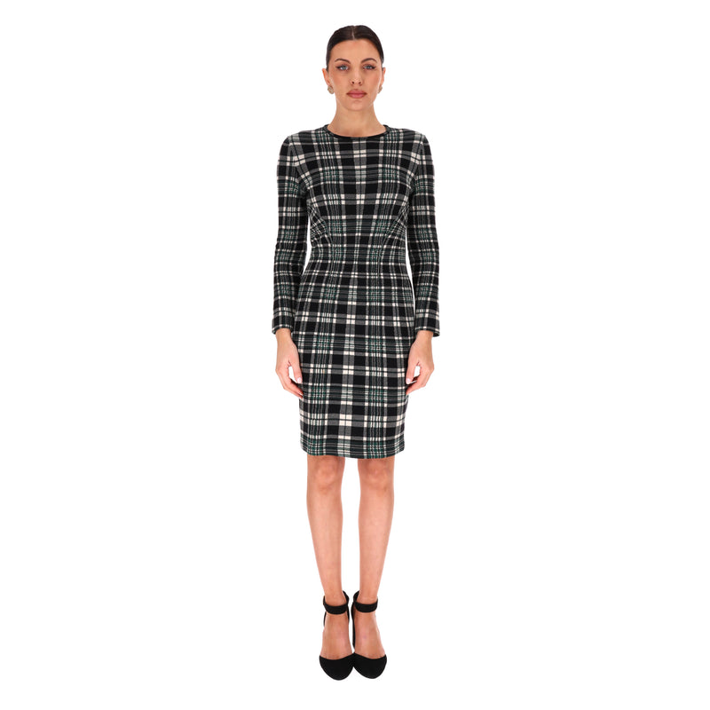 Alexander McQueen Plaid Check Fitted Wool Dress. Size M