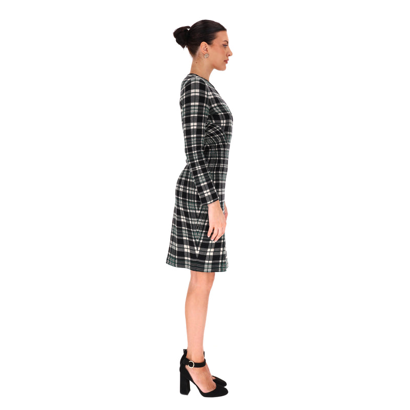 Alexander McQueen Plaid Check Fitted Wool Dress. Size M