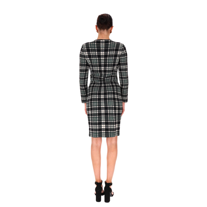 Alexander McQueen Plaid Check Fitted Wool Dress. Size M