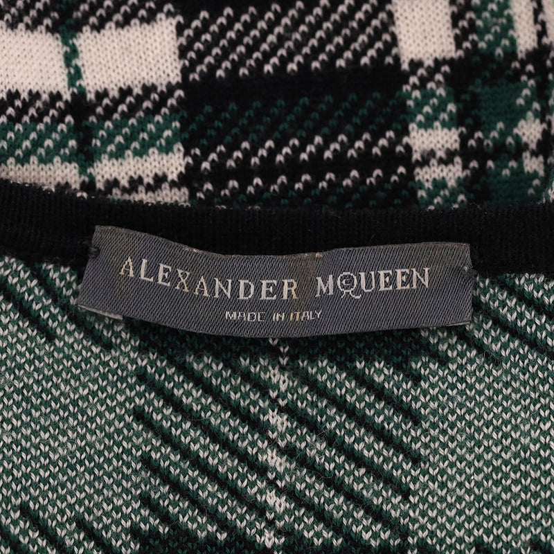 Alexander McQueen Plaid Check Fitted Wool Dress. Size M
