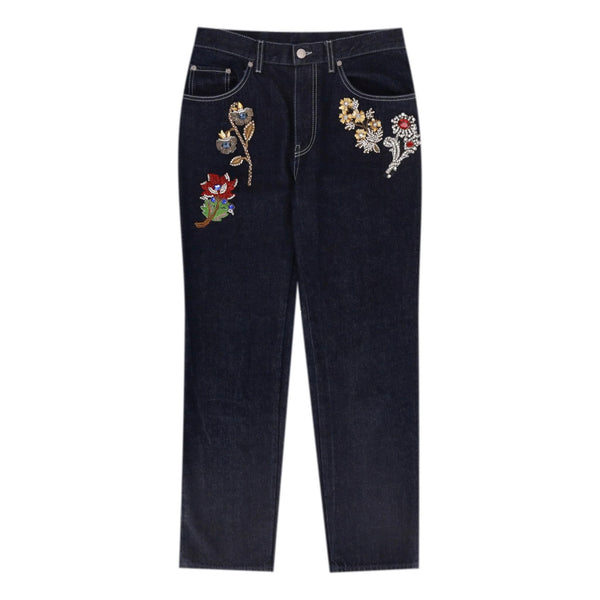 Alexander McQueen Floral Embroidered Boyfriend Jeans. Size 26