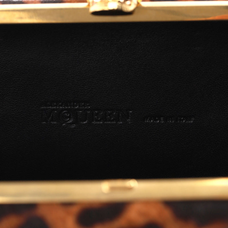 Alexander McQueen Skull Leopard Print Pony Hair Box Clutch Bag