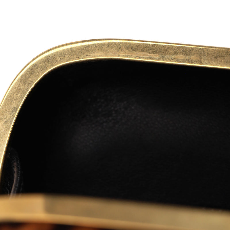 Alexander McQueen Skull Leopard Print Pony Hair Box Clutch Bag