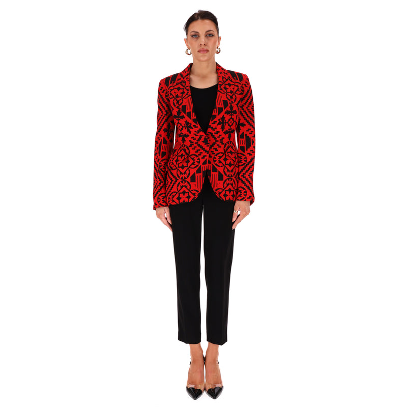 Alexander McQueen Silk Blend Digital Damask Patterned Fitted Jacket. Size 42IT
