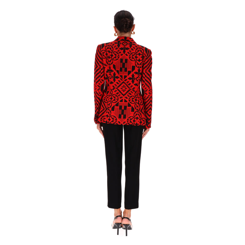 Alexander McQueen Silk Blend Digital Damask Patterned Fitted Jacket. Size 42IT