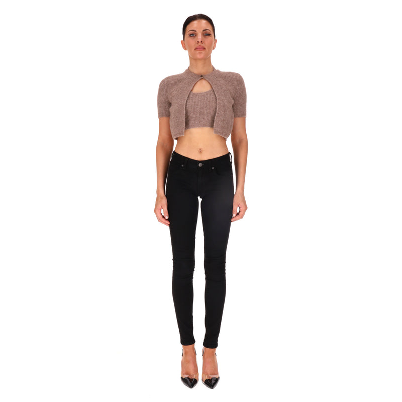 Alexander Wang Alpaca Blend Cropped Twin-Set Cardigan. Size M