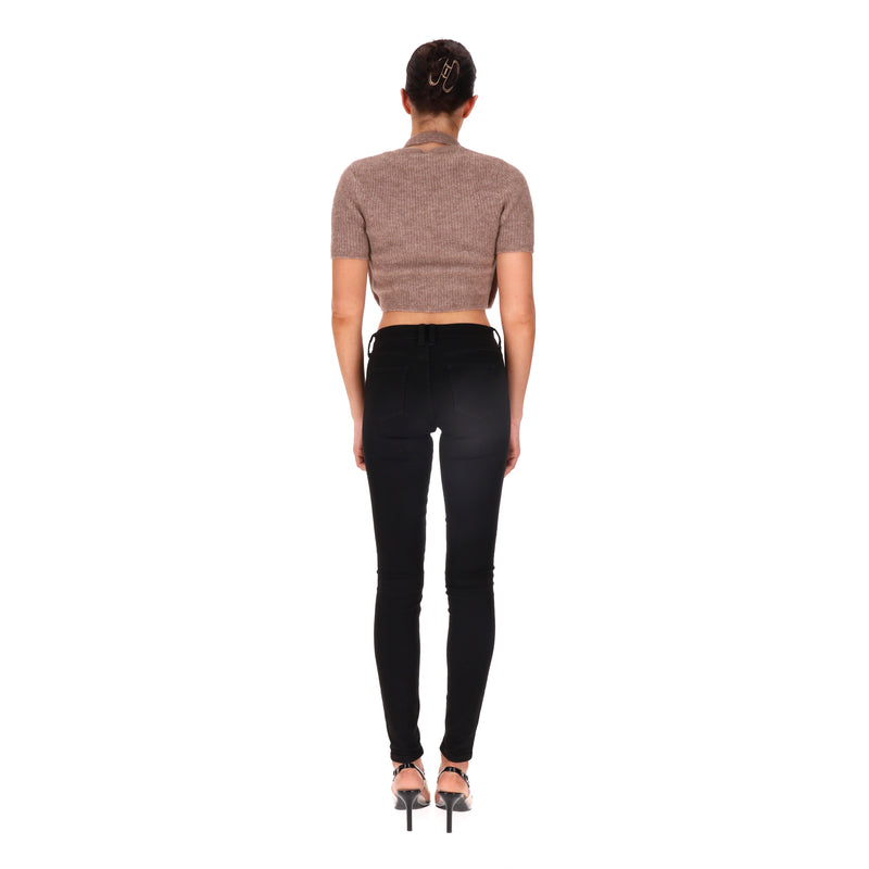 Alexander Wang Alpaca Blend Cropped Twin-Set Cardigan. Size M