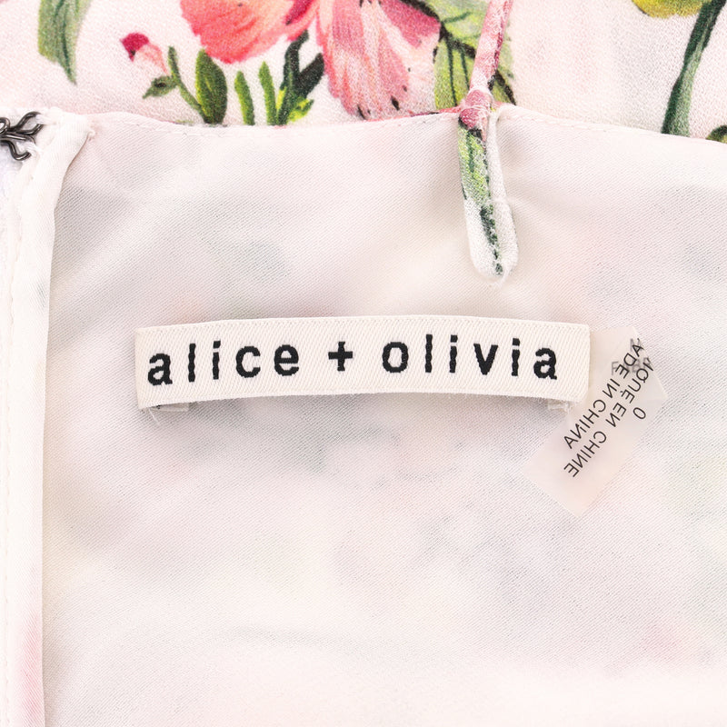 Alice + Olivia Floral Print Side Slit Dress. Size 0