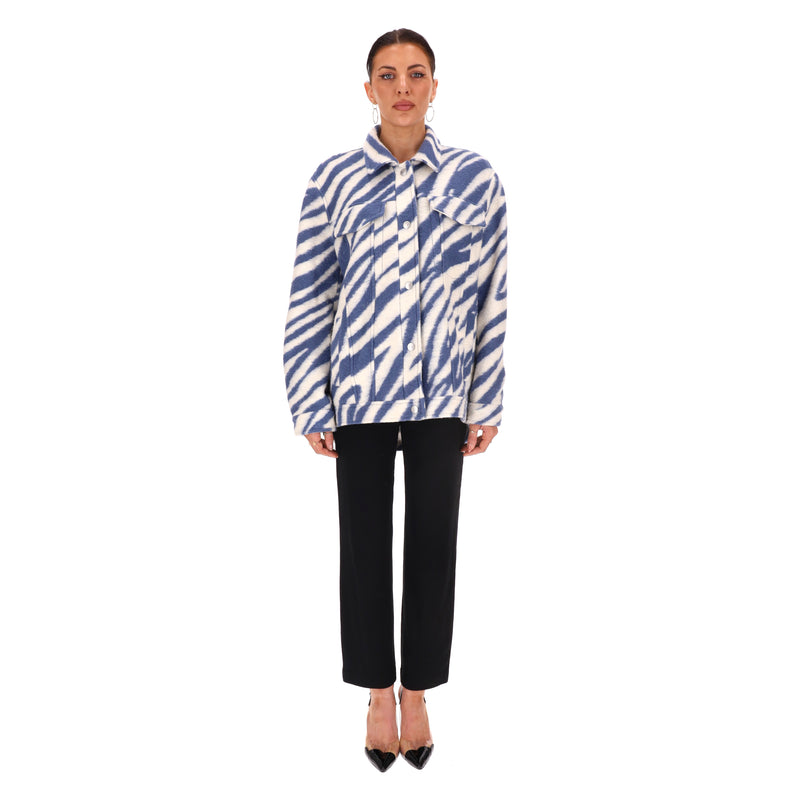 AllSaints Zebra Stripe Wool Shacket/Jacket. Size 12UK