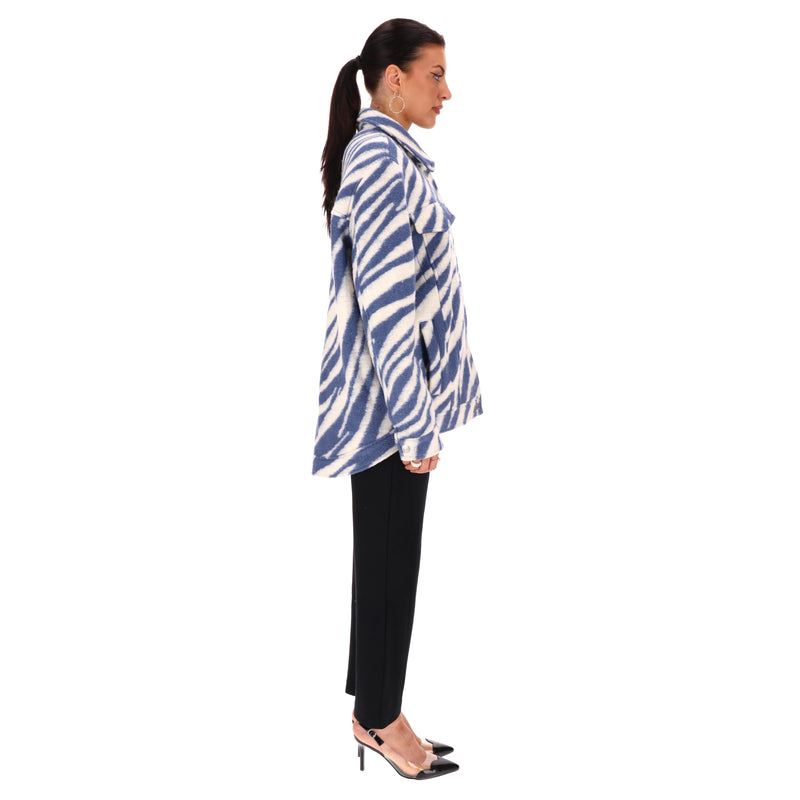AllSaints Zebra Stripe Wool Shacket/Jacket. Size 12UK