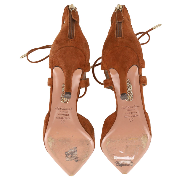 Aquazzura Suede Belgravia Lace-Up Pumps. Size 37