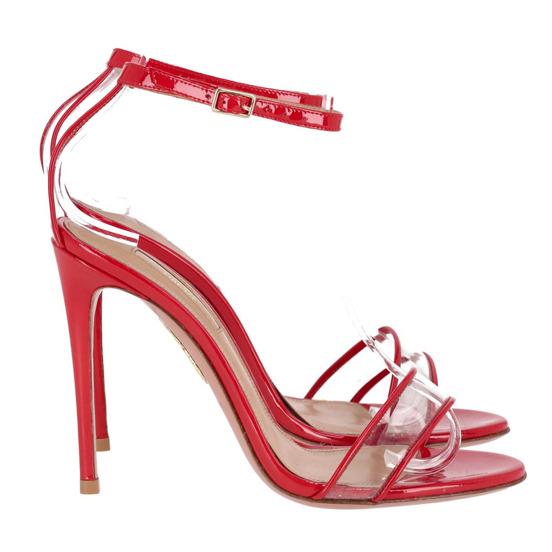 Aquazzura PVC Strap Patent Leather Sandals. Size 36