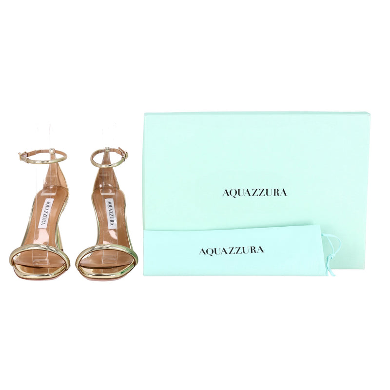 Aquazzura Metallic Leather Hot Sandals. Size 35.5