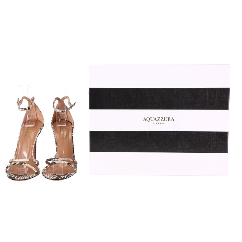 Aquazzura Snakeskin Embossed Leather Purist Sandals. Size 35.5