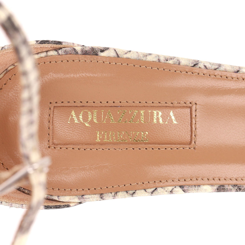 Aquazzura Snakeskin Embossed Leather Purist Sandals. Size 35.5