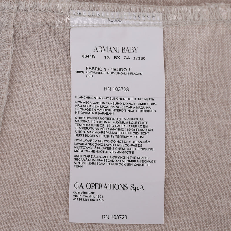 Emporio Armani Baby Girl Linen Romper. Size 6M