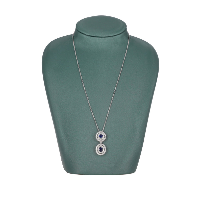 Asprey Sapphire & Diamond Pendant Necklace Set In Platinum