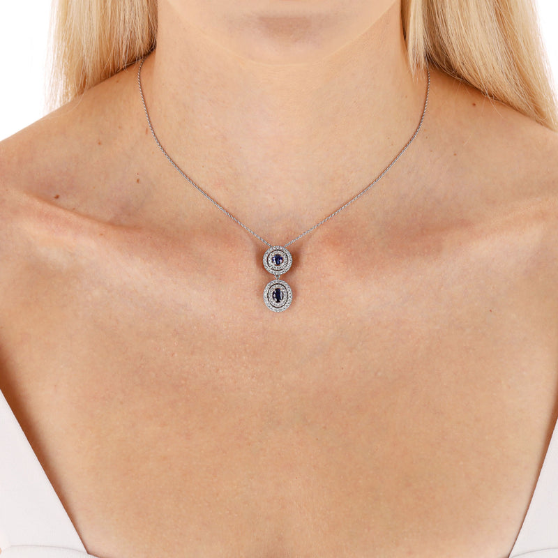 Asprey Sapphire & Diamond Pendant Necklace Set In Platinum