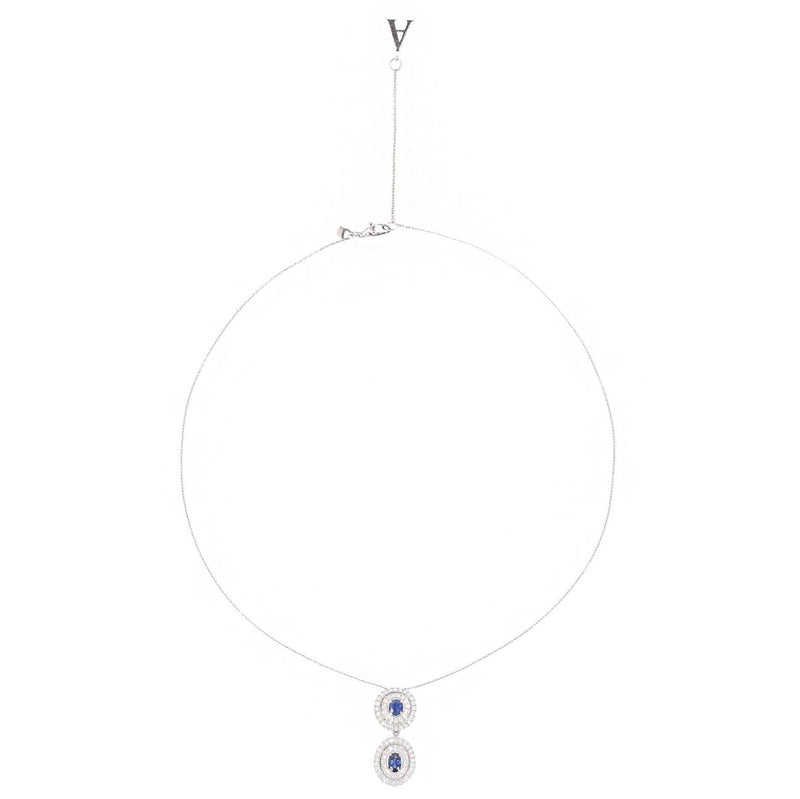 Asprey Sapphire & Diamond Pendant Necklace Set In Platinum