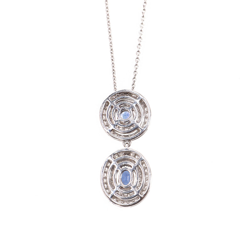 Asprey Sapphire & Diamond Pendant Necklace Set In Platinum