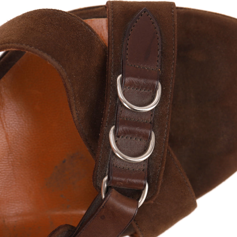 Asprey London Buckle Detail Suede Sandals. Size 37