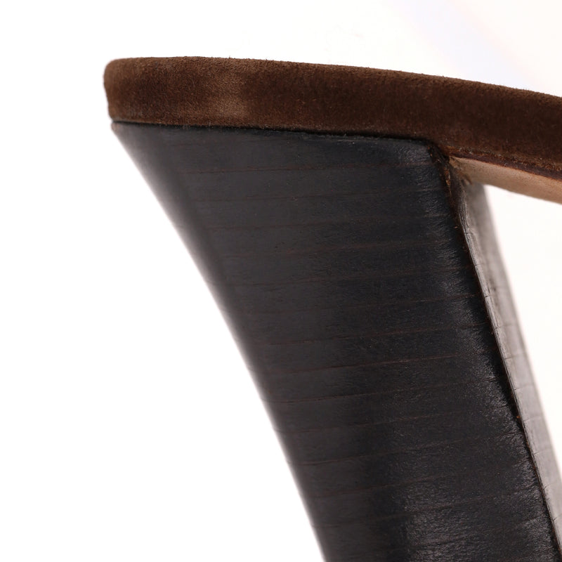 Asprey London Buckle Detail Suede Sandals. Size 37