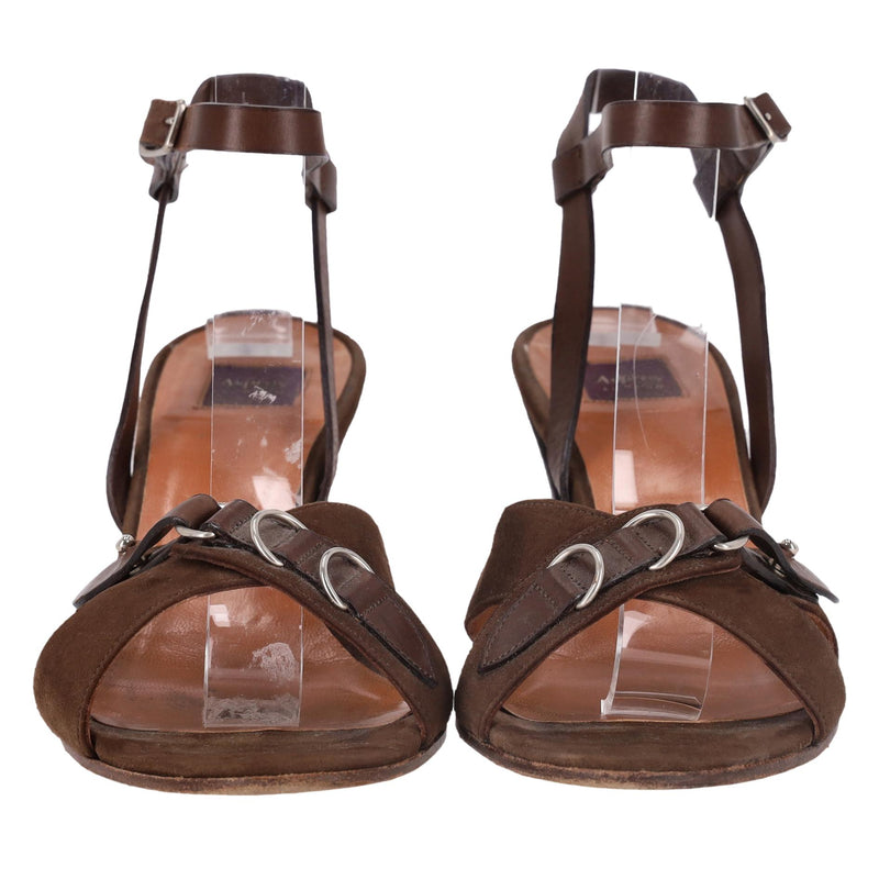 Asprey London Buckle Detail Suede Sandals. Size 37