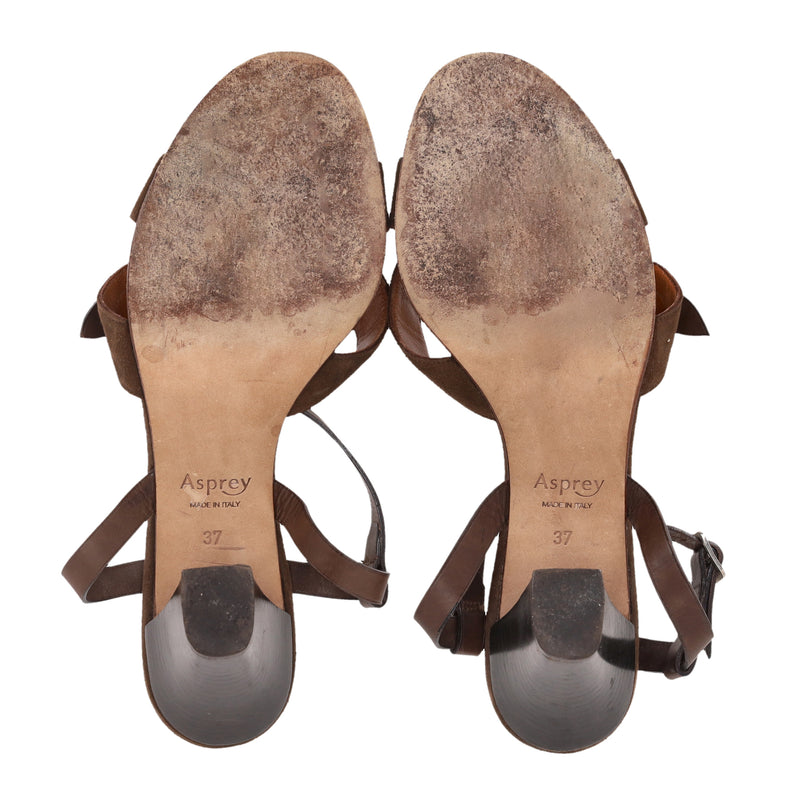 Asprey London Buckle Detail Suede Sandals. Size 37