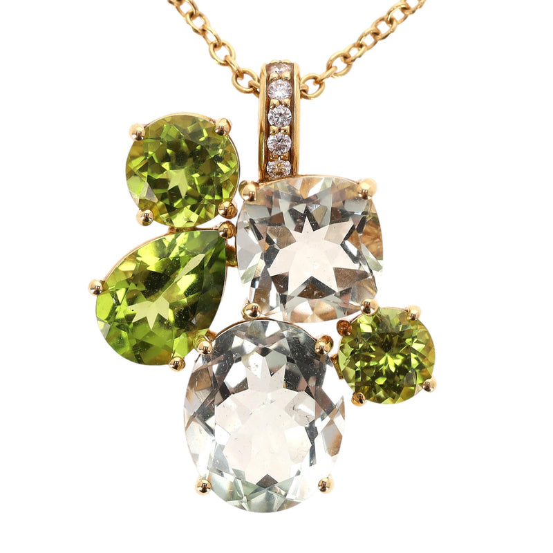 Asprey Chaos Pendant in Multi-Coloured Gemstones & Diamond With 18k Gold Necklace