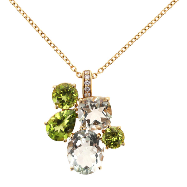 Asprey Chaos Pendant in Multi-Coloured Gemstones & Diamond With 18k Gold Necklace